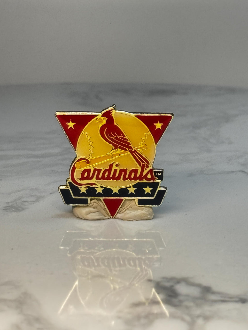 St Louis Cardinals Logo Pin: Red Gold Enamel - MLB 1990s Accessory