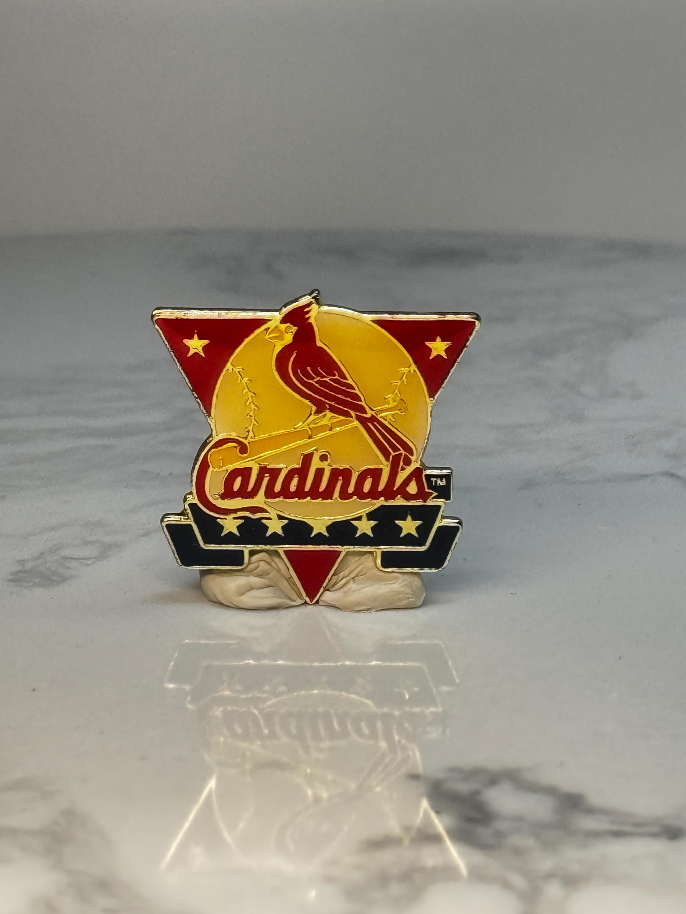 St Louis Cardinals Logo Pin: Red Gold Enamel - MLB 1990s Accessory