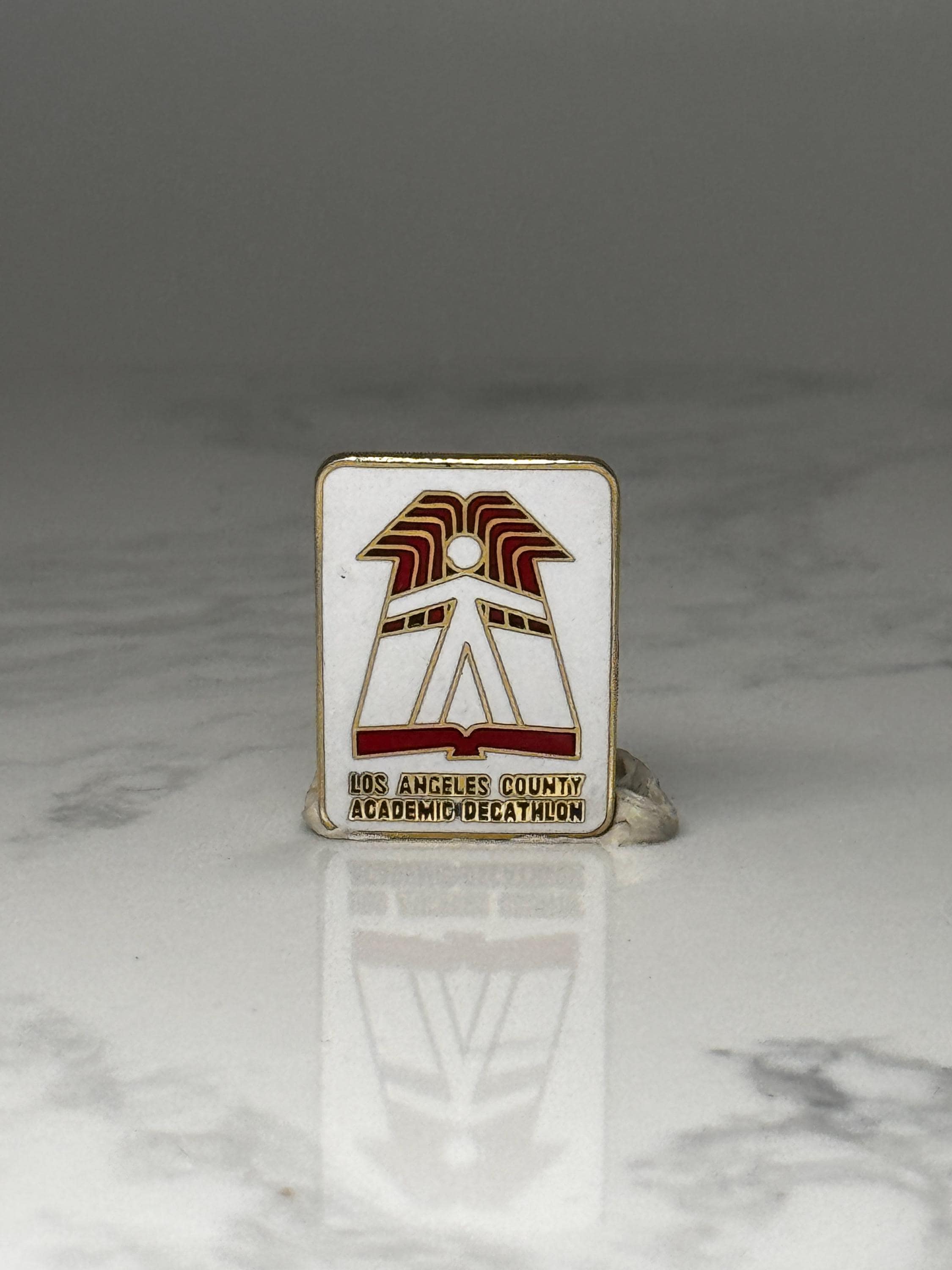 Los Angeles County Academic Decathlon Enamel Pin: Red Gold - Scholastic Award Accessory