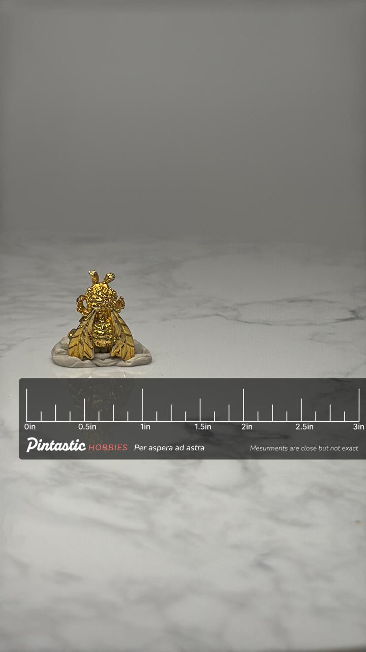 Golden Bee Lapel Pin: Textured Gold Tone - Nature Accessory with ruler overlay for size reference