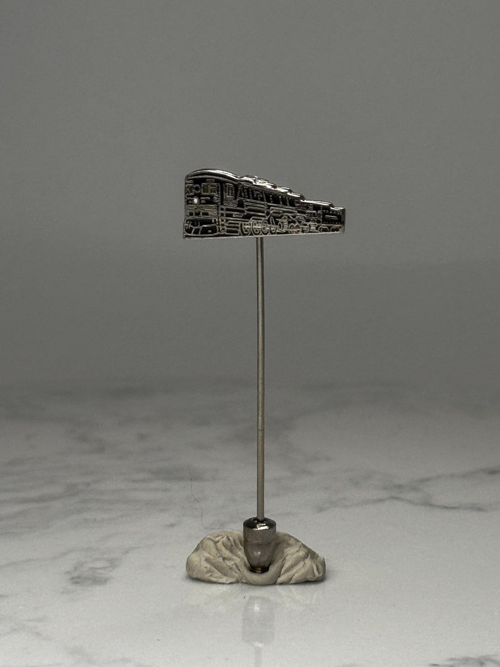 Steam Locomotive Stick Pin: Silver Tone - Railroad Era Accessory