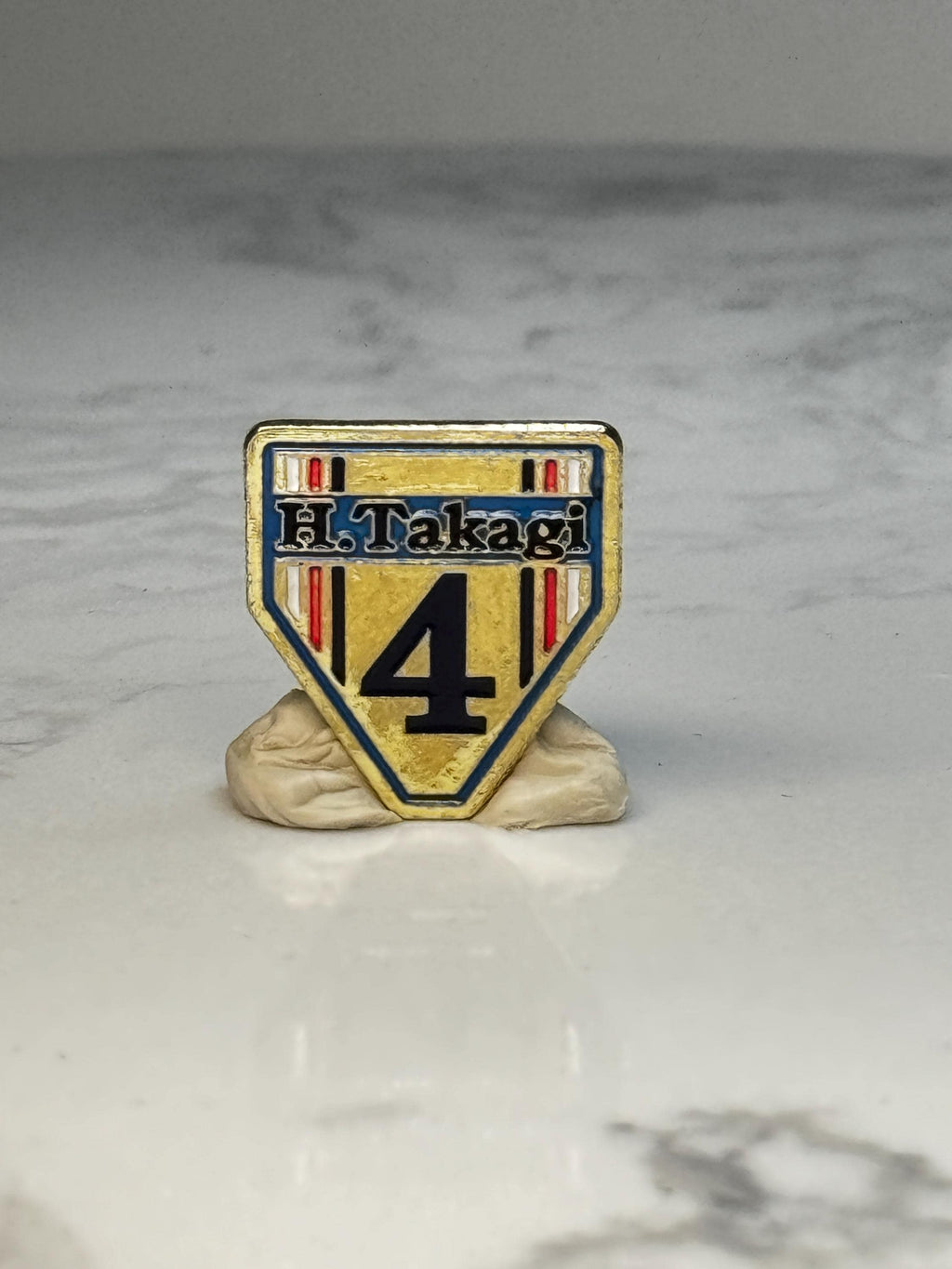 Hiroshi Takagi #4 Chunichi Dragons Pin: Japanese NPB Baseball Player Lapel Pin – Vintage Team Shield Design
