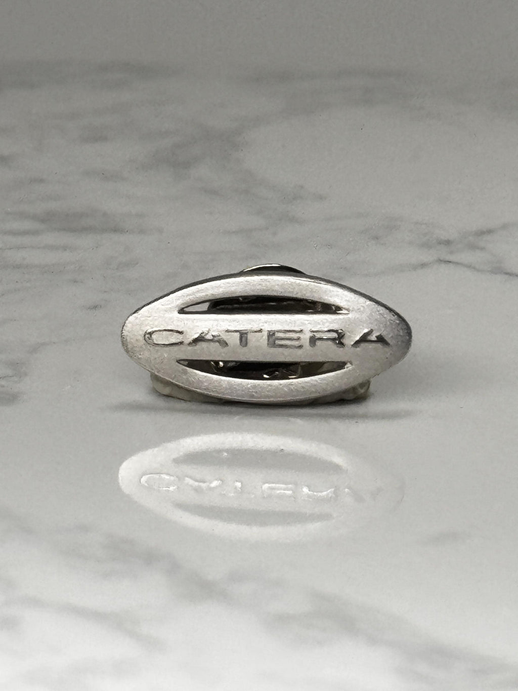 Catera Car Emblem Pin: Silver Tone Logo - 1990s Auto Accessory