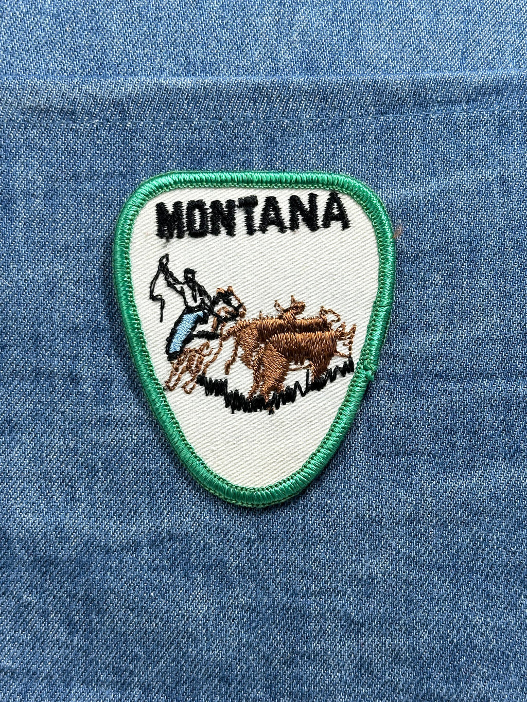 Montana Collectable Patch: Green Border Western - State Souvenir Accessory
