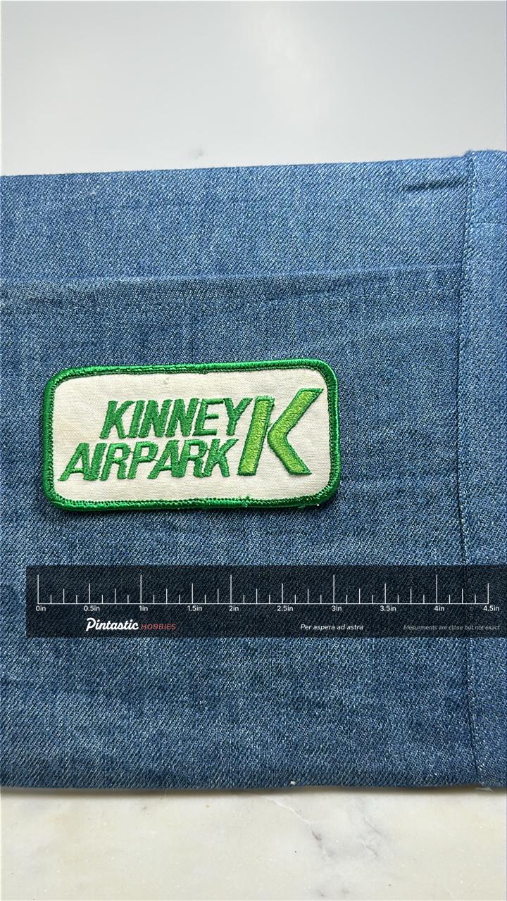 Kinney Airpark Collectable Patch: Green White Logo - Aviation Accessory with ruler overlay for size reference