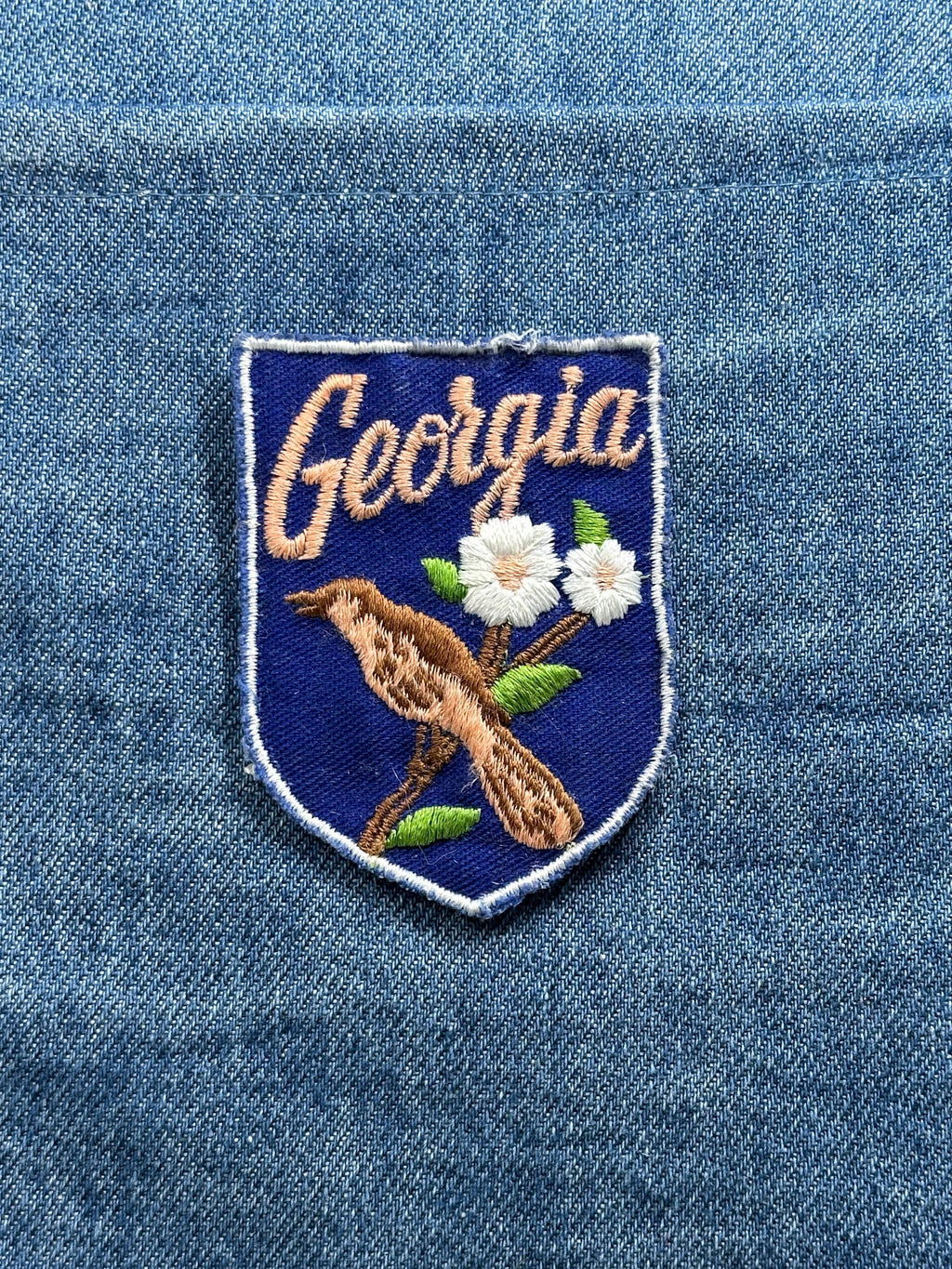 Georgia Collectable Patch: Blue Shield Floral - State Souvenir Accessory