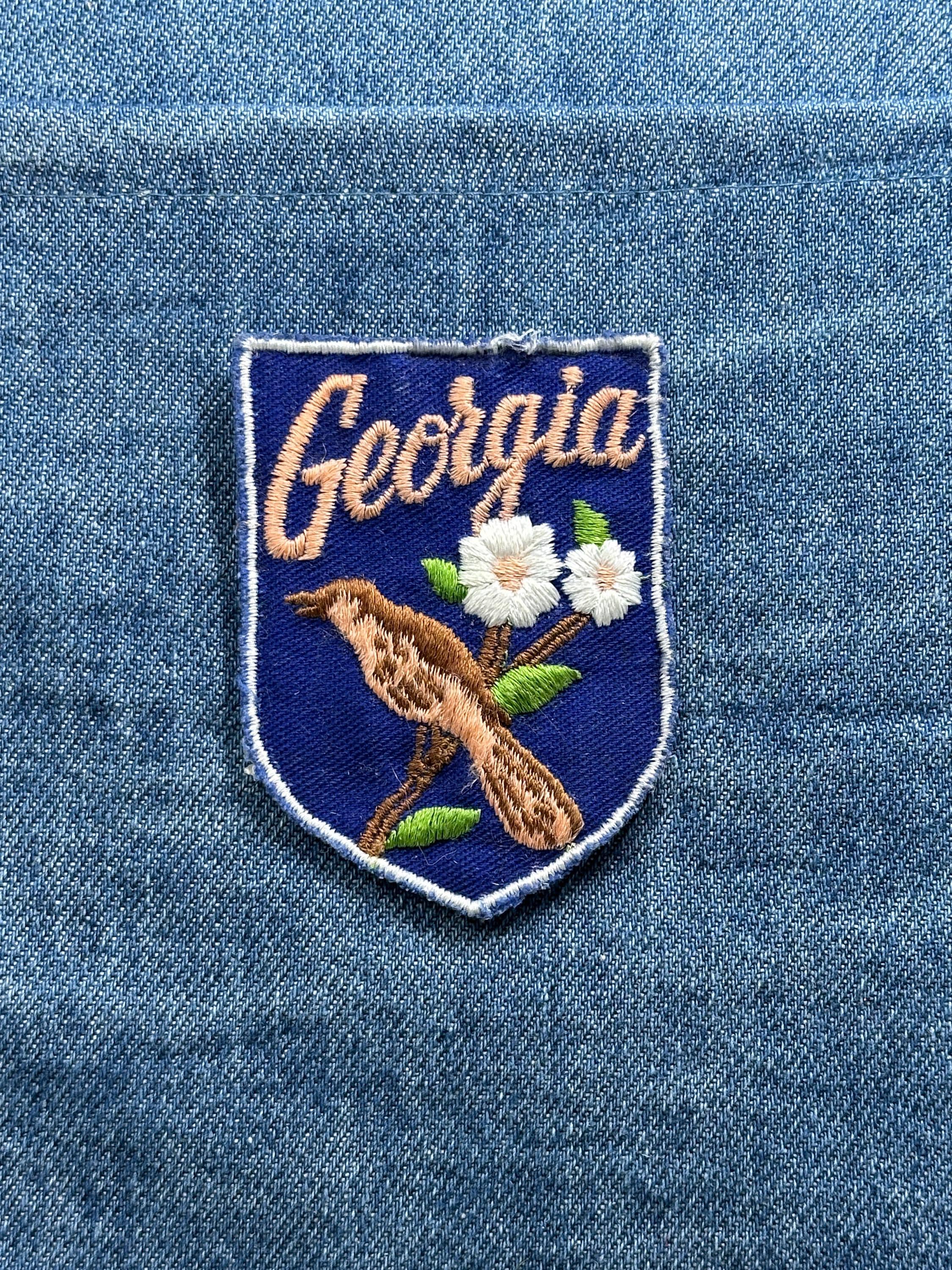 Georgia Collectable Patch: Blue Shield Floral - State Souvenir Accessory