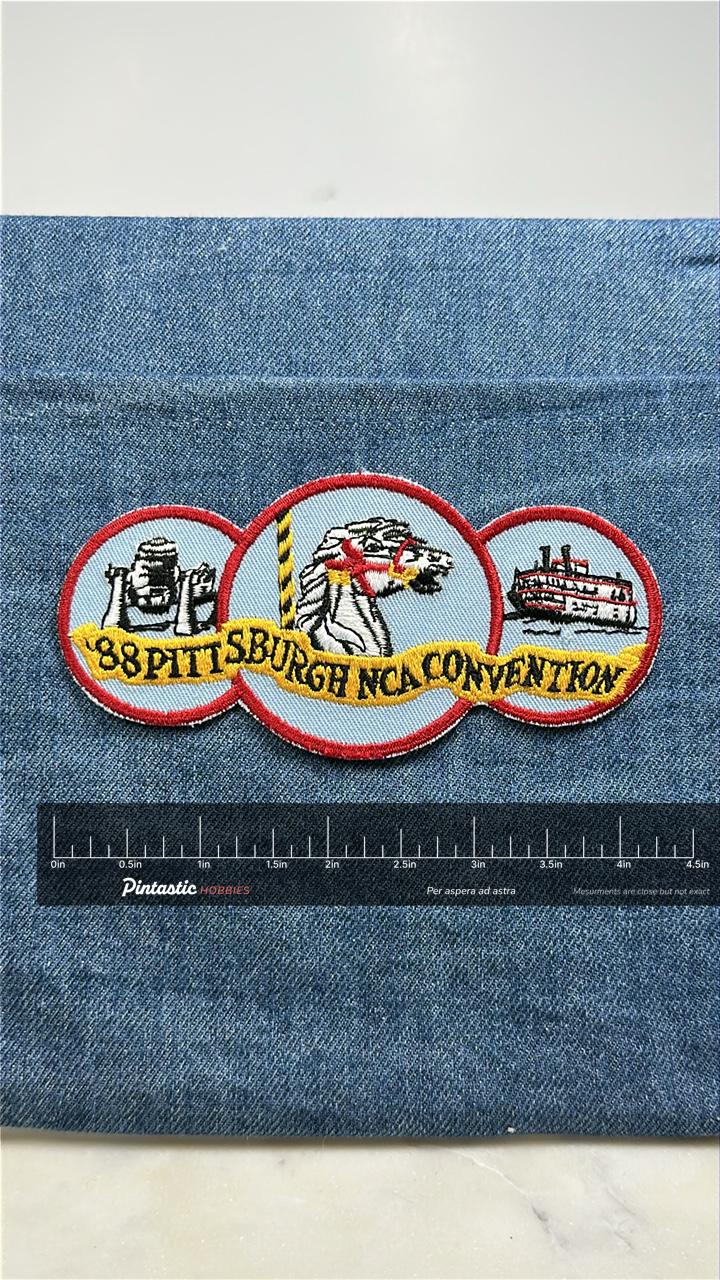 1988 Pittsburgh National Carousel Association Patch: Multi Colored - Convention Patch with ruler overlay for size reference