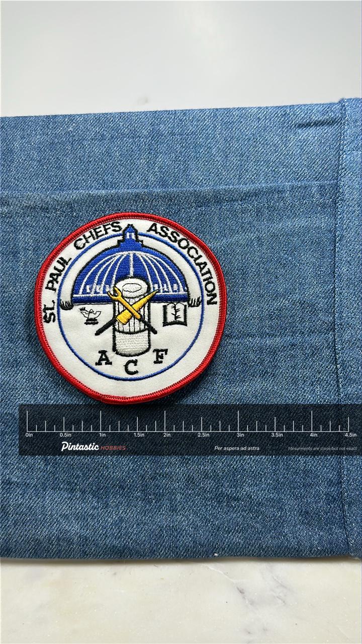 St. Paul Chefs Association Patch: Red White Blue - Culinary Accessory with ruler overlay for size reference
