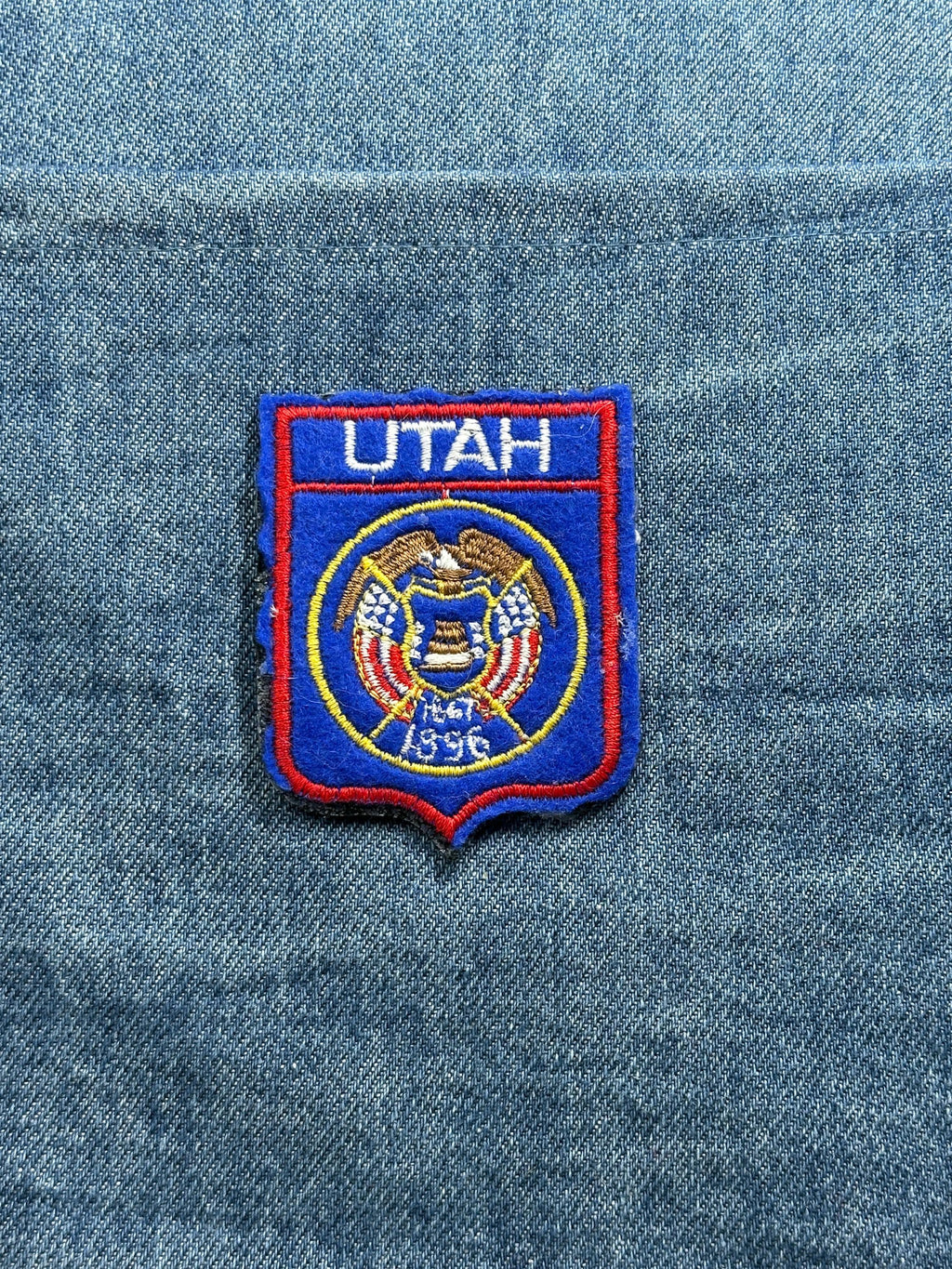 Utah State Seal Collectable Patch: Blue Red Shield - Vintage Accessory
