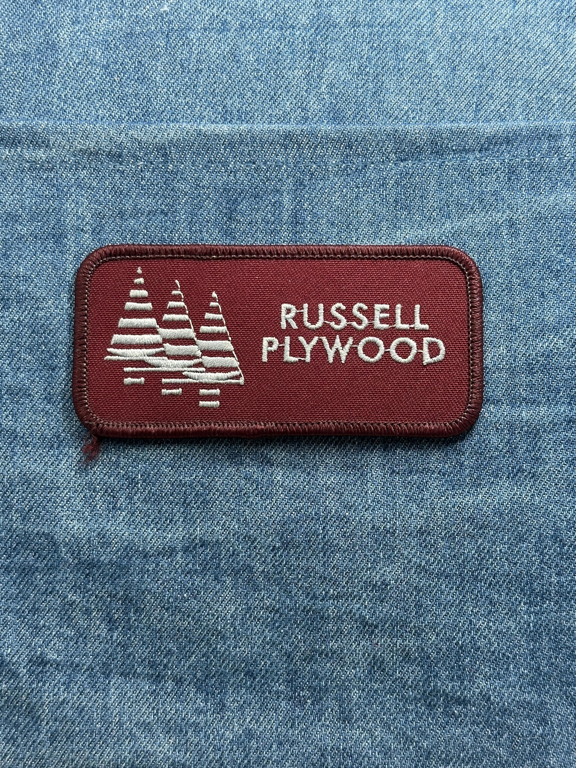 Russell Plywood Collectable Patch: Maroon Logo - Company Accessory