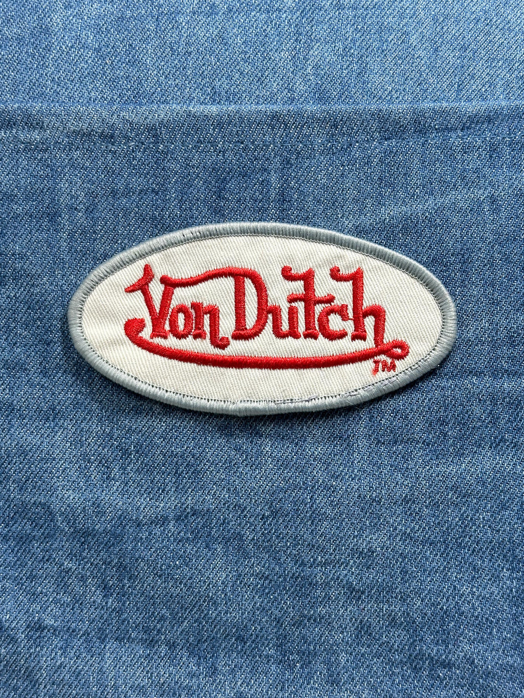 Von Dutch Collectable Patch: Red Script Oval - Y2K Fashion Accessory