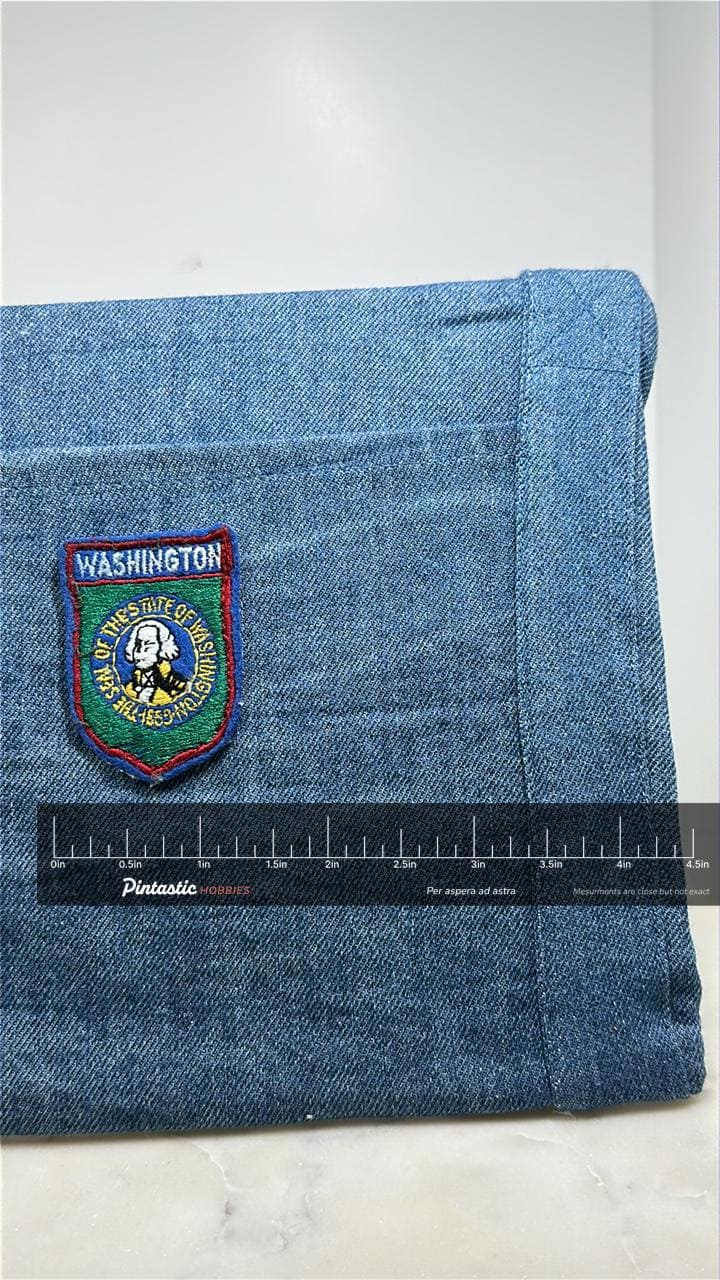 Washington State Collectable Patch: Shield Colorful - Evergreen Souvenir Accessory with ruler overlay for size reference