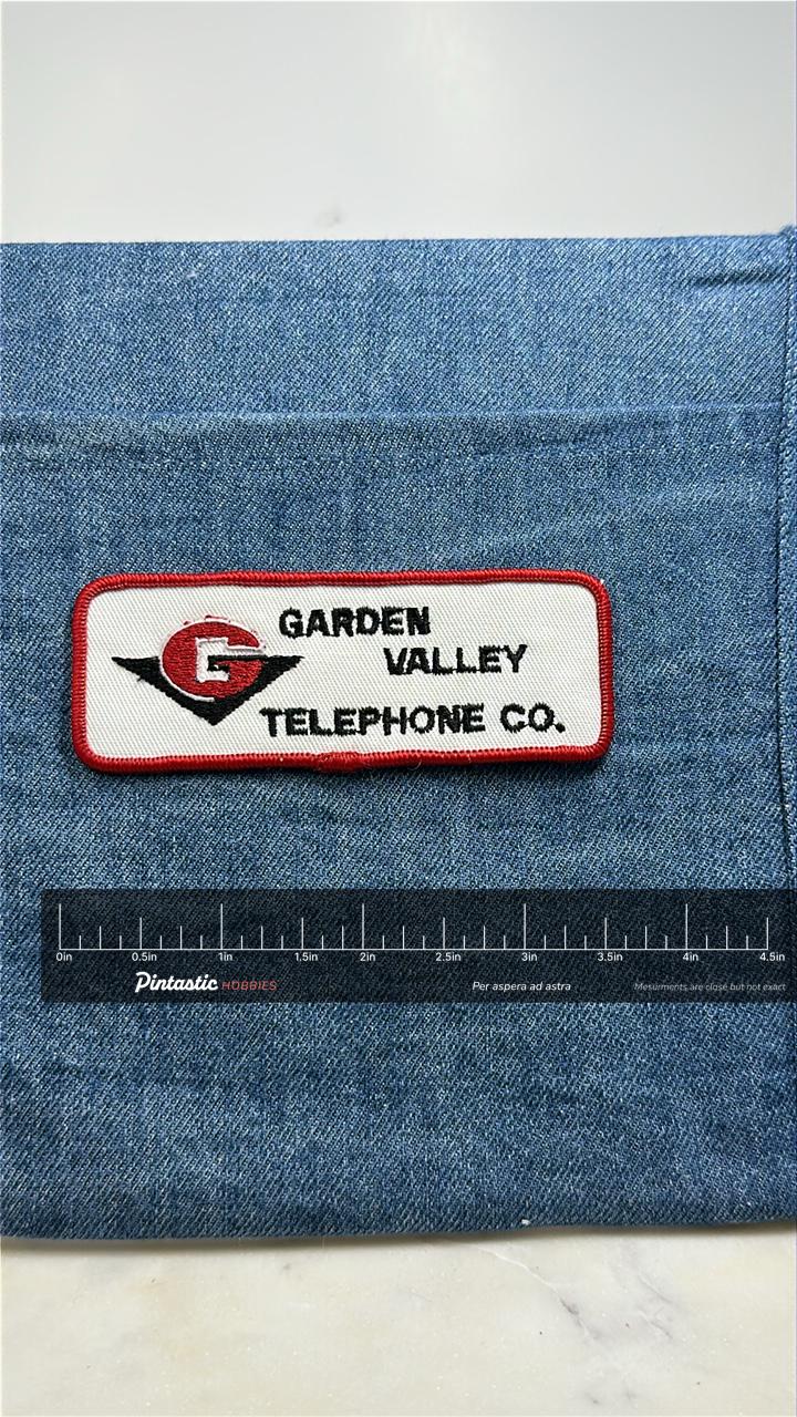 Garden Valley Telephone Co Collectable Patch: Red Border - Utility Accessory with ruler overlay for size reference