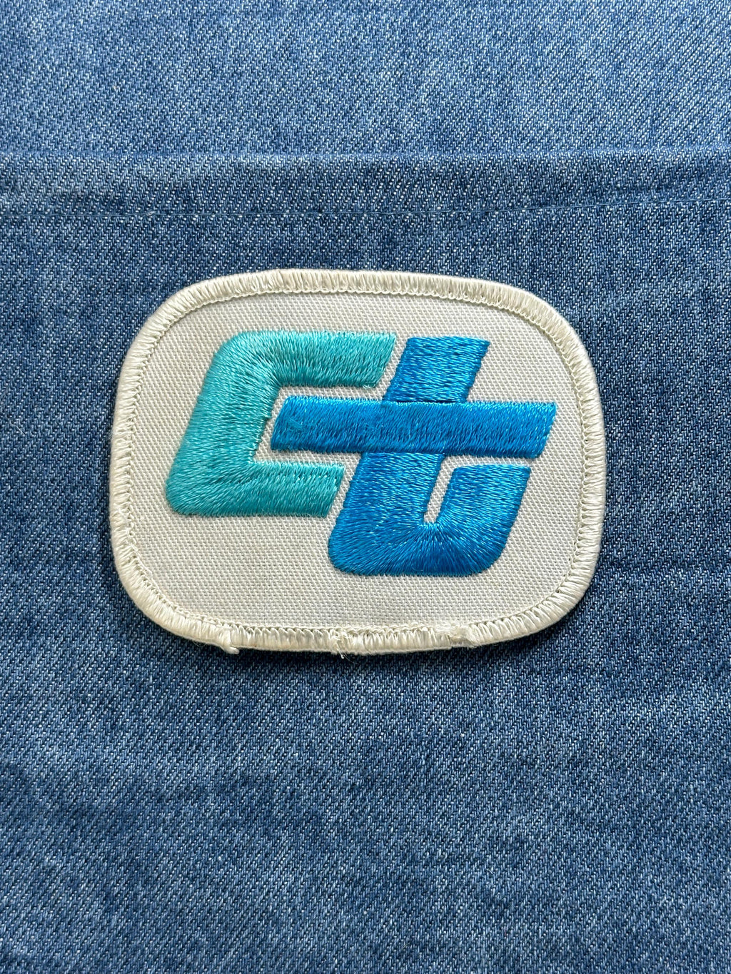 Caltrans CT Logo Patch: Teal Blue on White - 1970s Transport Accessory