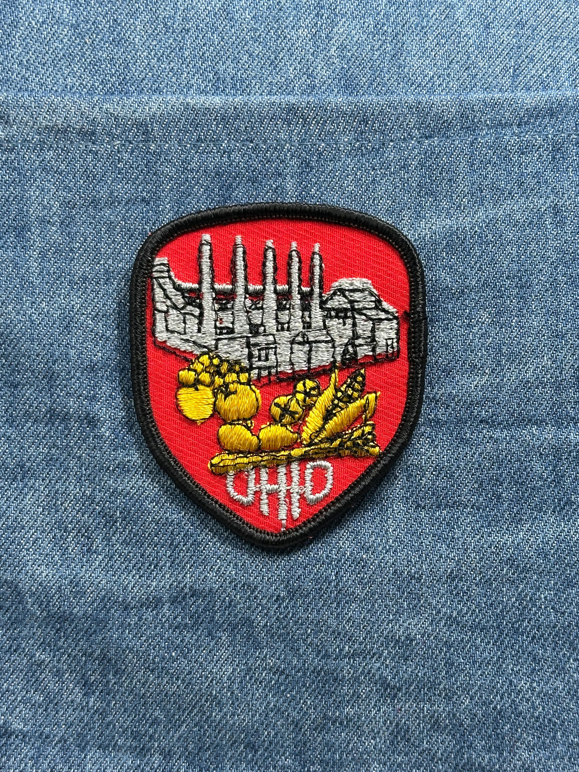 Vintage Ohio Souvenir Patch: Factory & Agriculture Design - State Collectible Badge