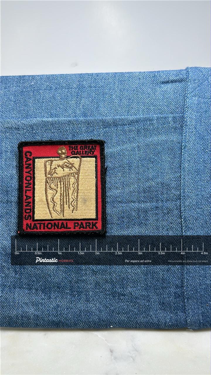 Canyonlands National Park Collectable Patch: Red Border - Travel Souvenir Accessory with ruler overlay for size reference