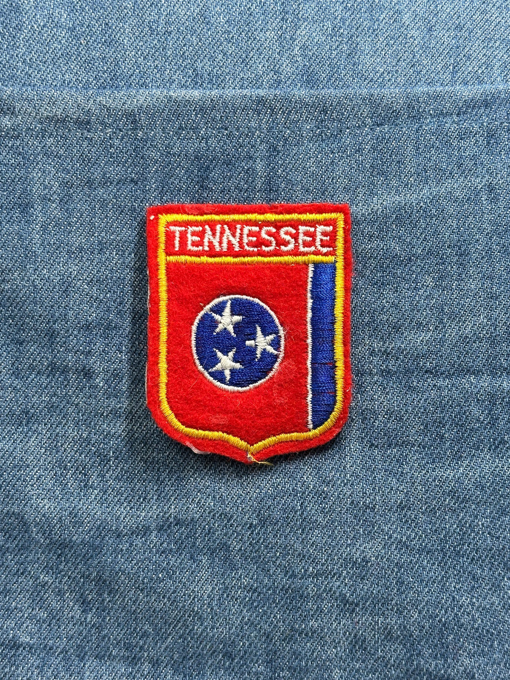 Tennessee State Flag Collectable Patch: Red Shield - Vintage Travel Accessory