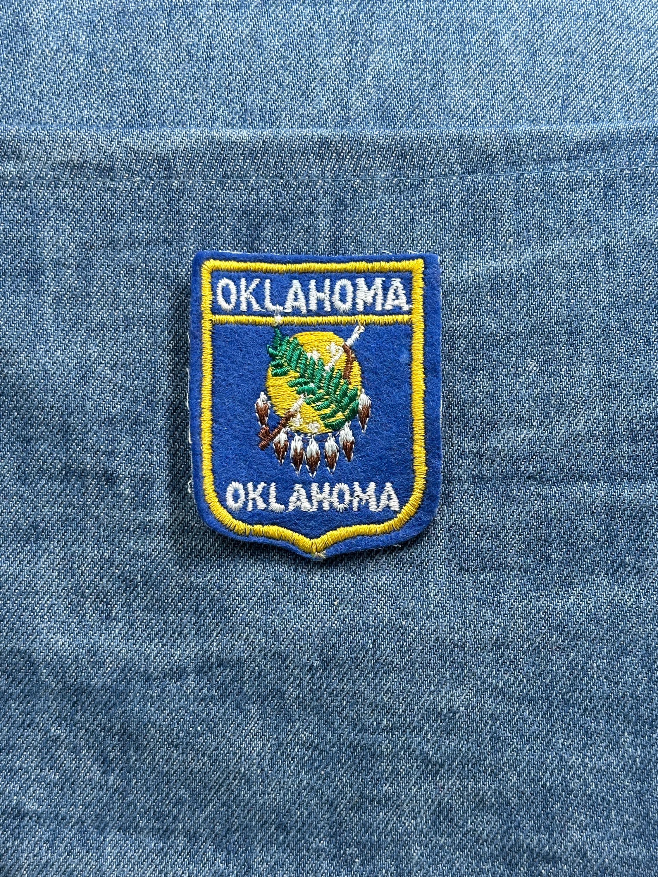 Oklahoma State Seal Collectable Patch: Blue Shield - Vintage Souvenir Accessory