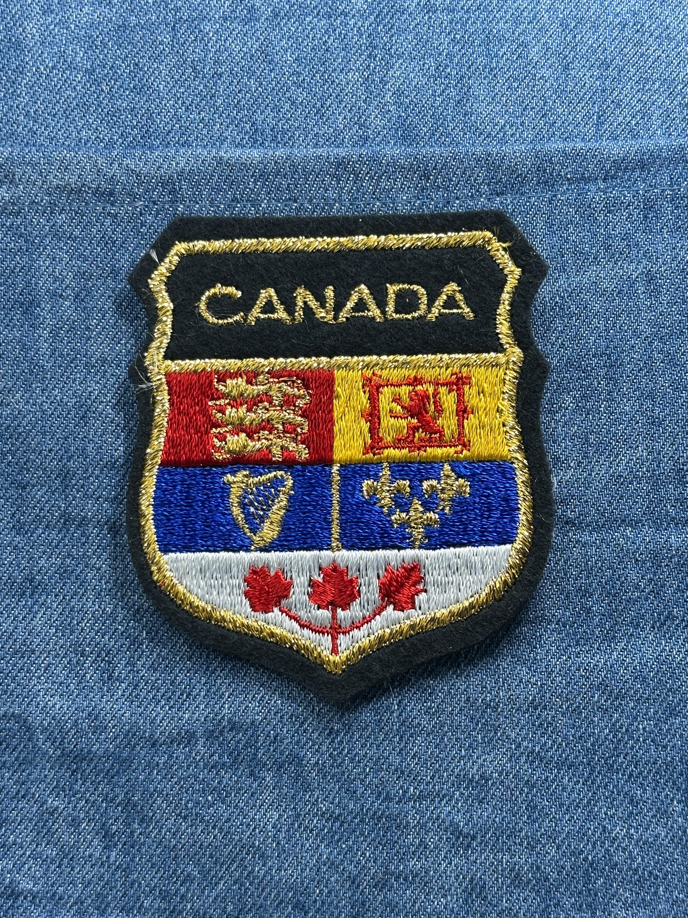 Canada Crest Patch: Gold Trim Shield - Patriotic Souvenir