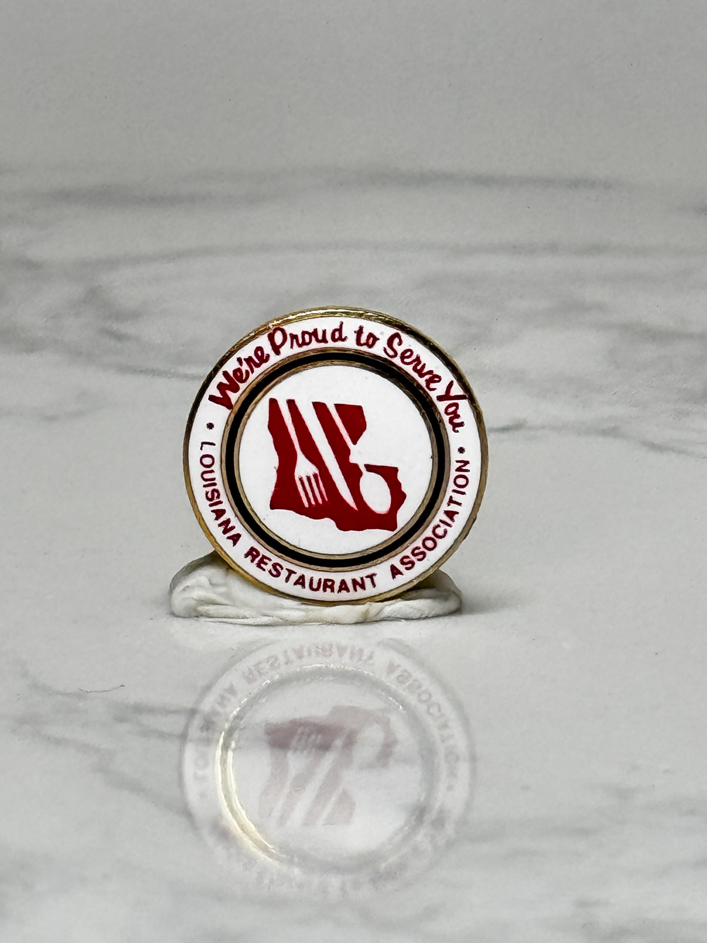 Vintage Louisiana Restaurant Association Lapel Pin: Red Enamel - Hospitality Org