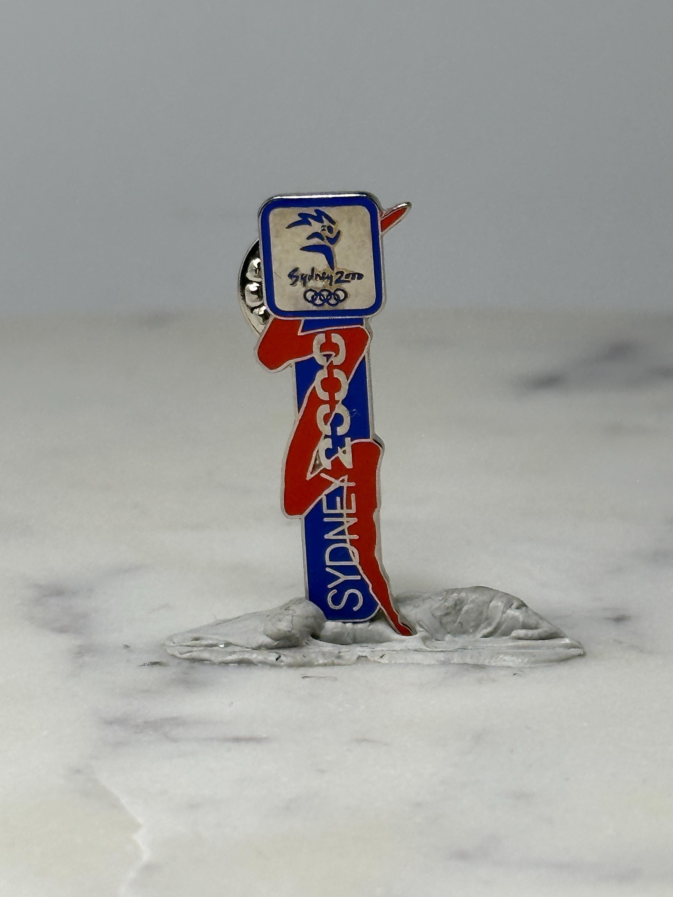 Vintage Sydney 2000 Olympics Lapel Pin: Red Blue Enamel - Sports Souvenir