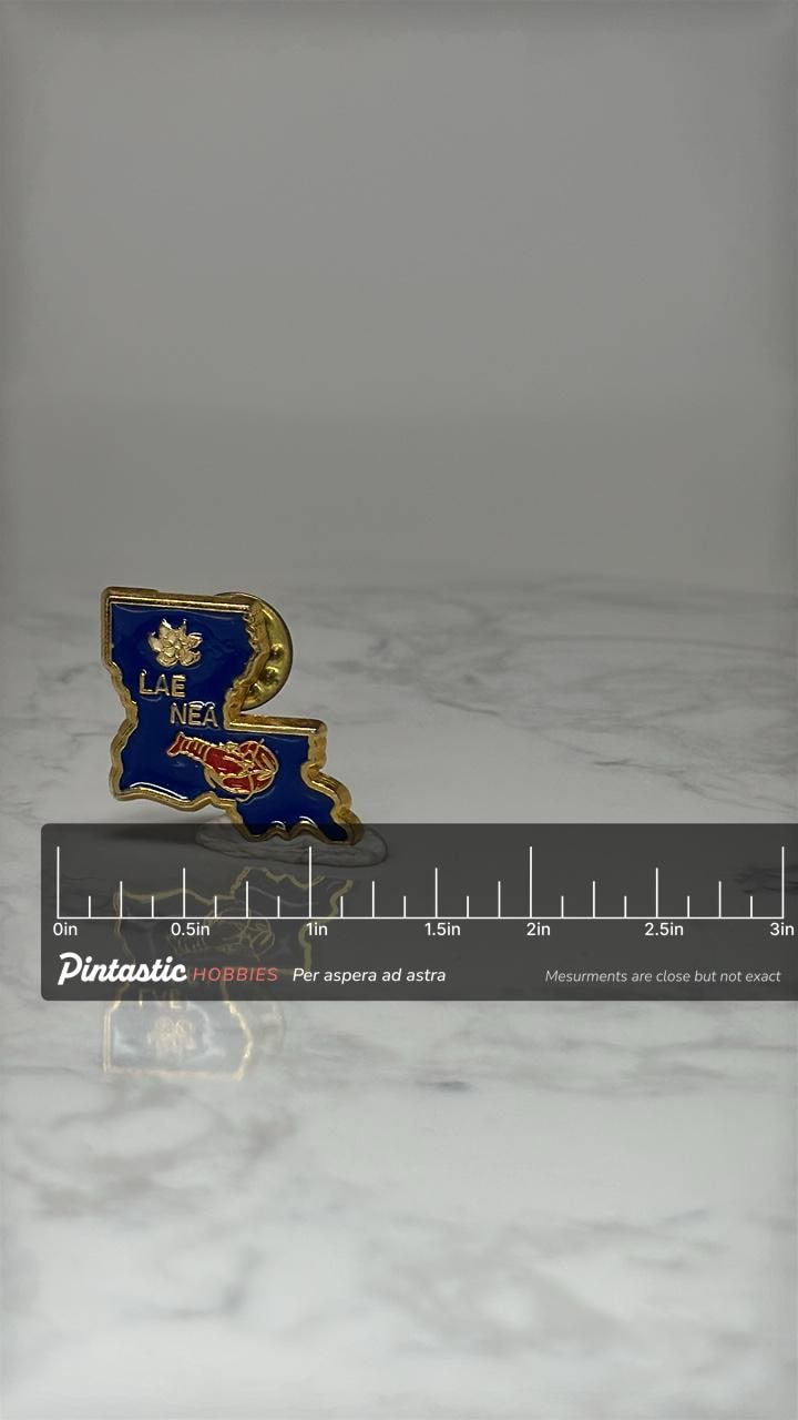 Vintage Louisiana Education Association Lapel Pin: Blue Enamel - Education Organization Collectible with ruler overlay for si