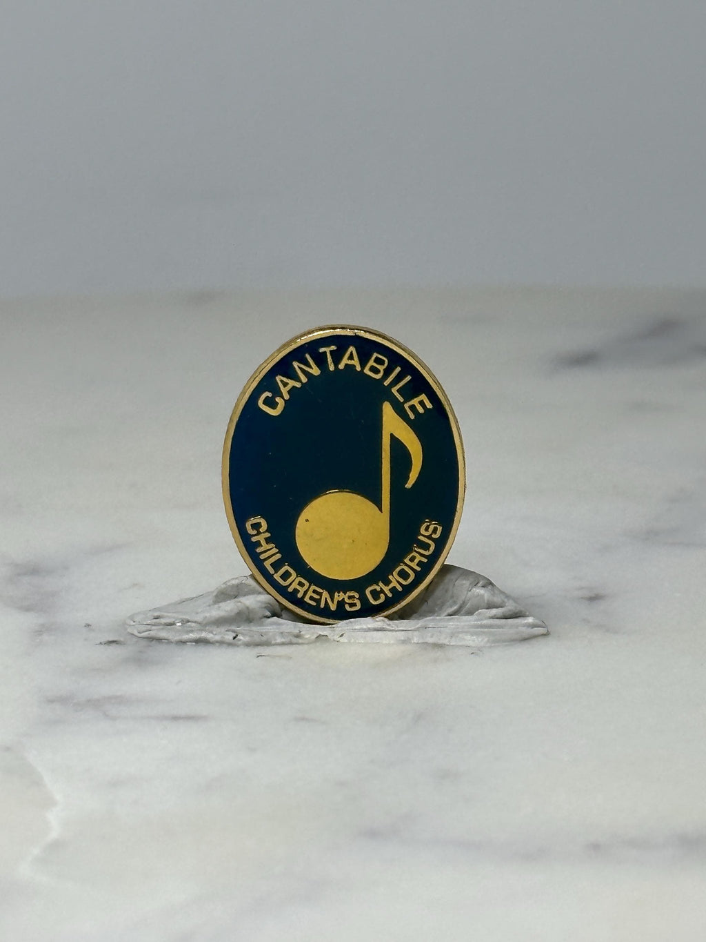 Vintage Cantabile Children's Chorus Pin: Blue Gold Enamel - Music Accessory