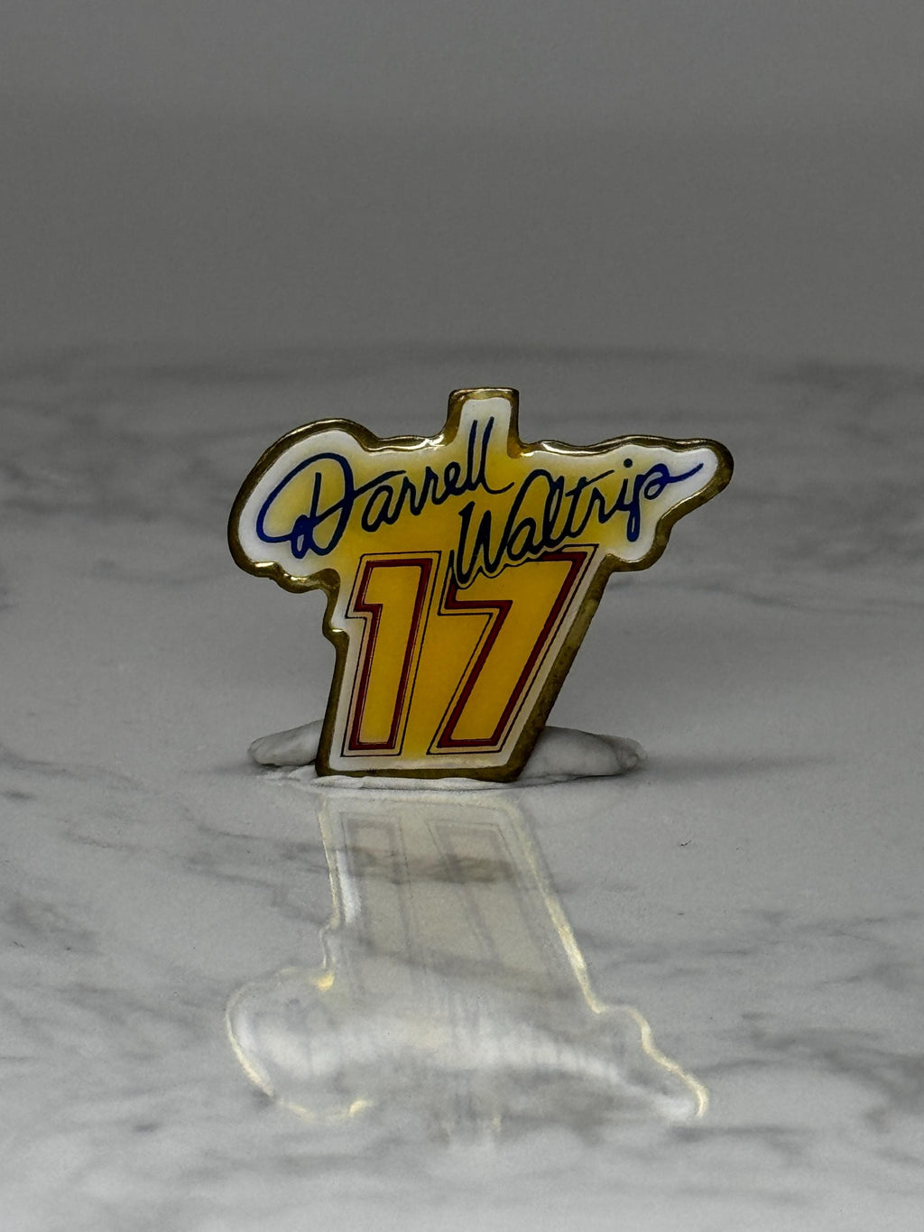 Vintage Darrell Waltrip 17 Racing Pin: Gold Enamel - NASCAR 1980s Accessory