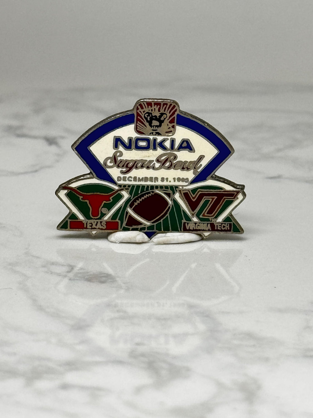 Vintage Nokia Sugar Bowl Enamel Pin: Blue Silver - 1999 Game