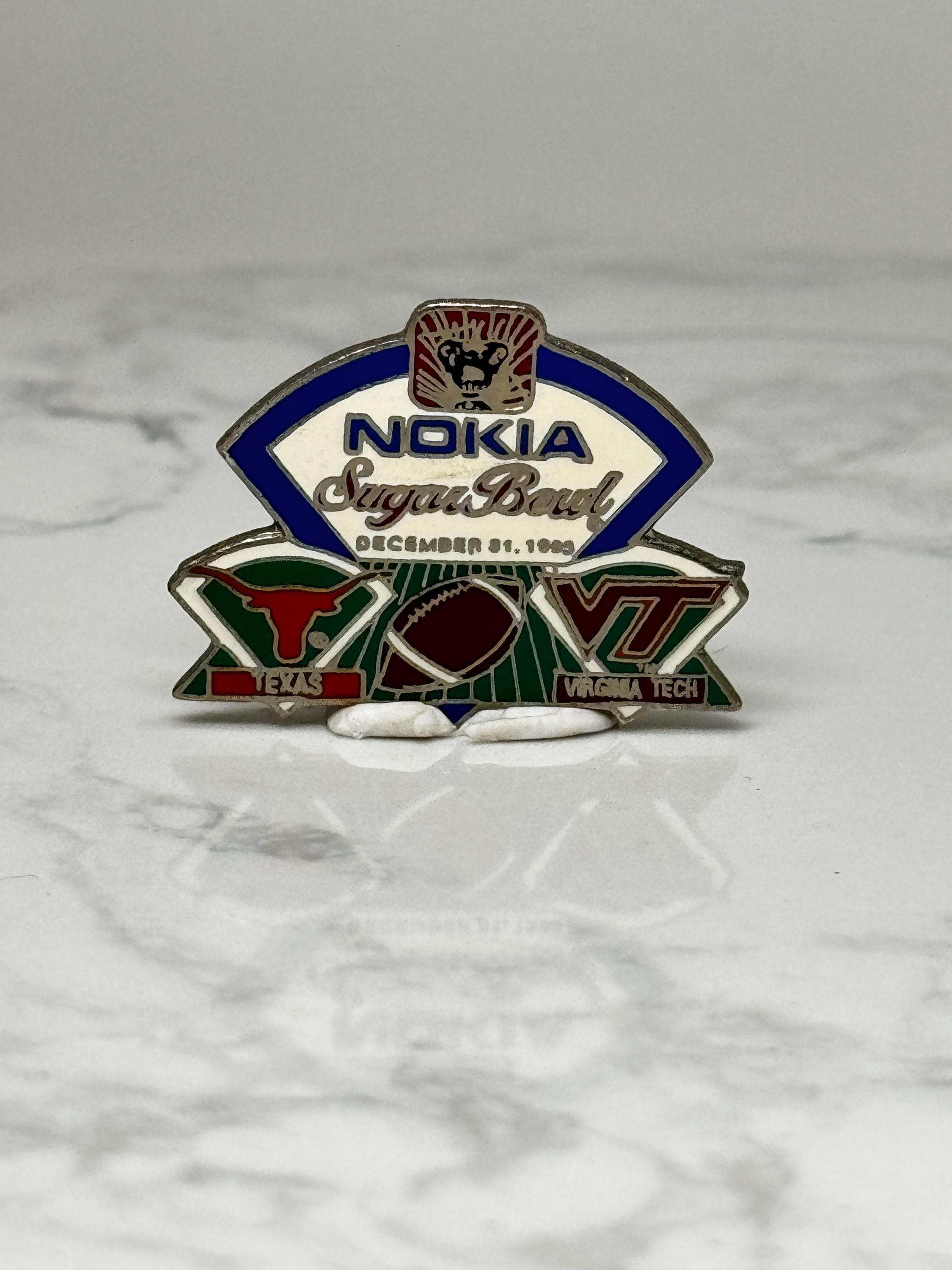 Vintage Nokia Sugar Bowl Enamel Pin: Blue Silver - 1999 Game