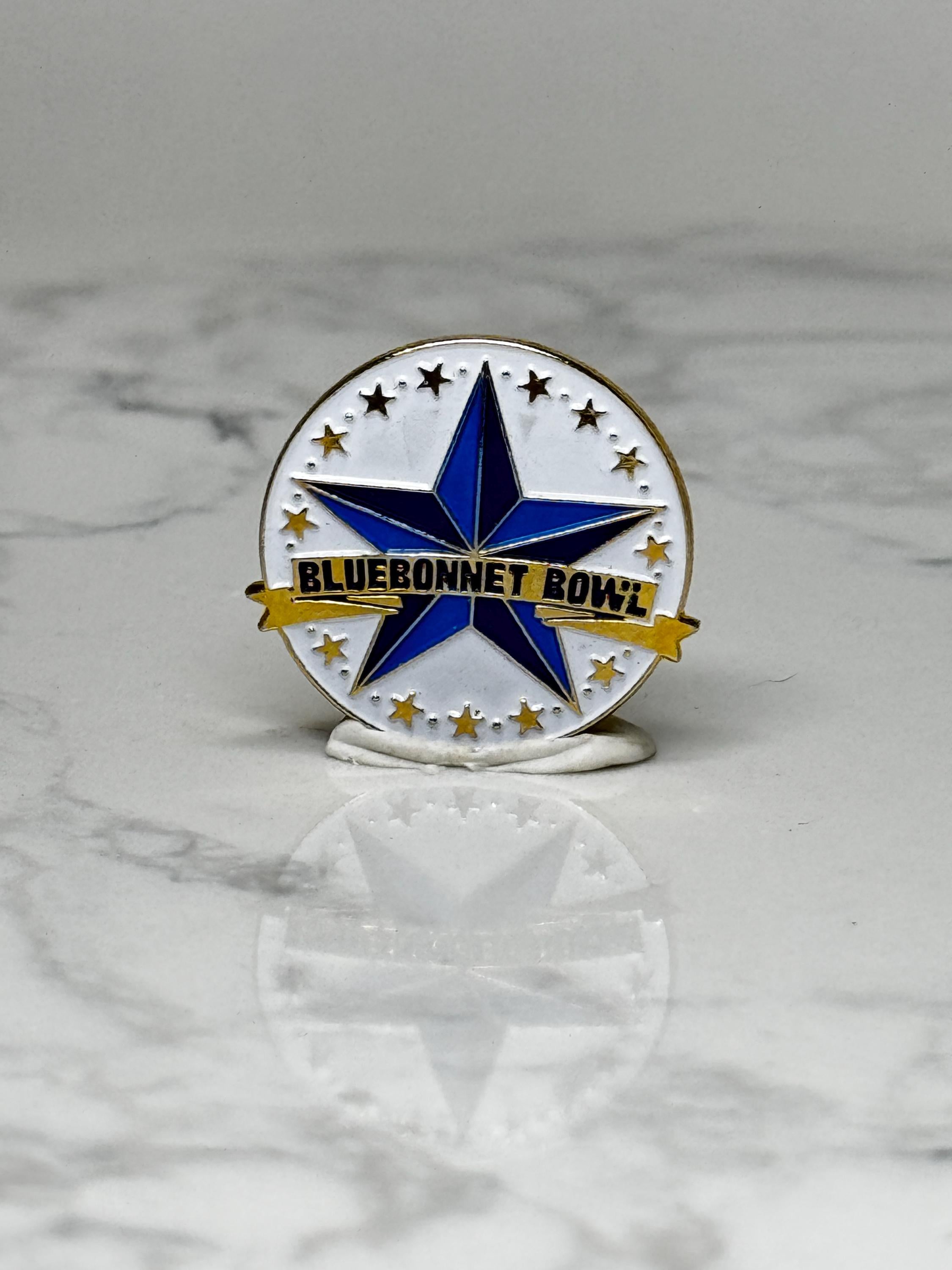 Vintage Bluebonnet Bowl Enamel Lapel Pin: Blue Star - Texas Accessory