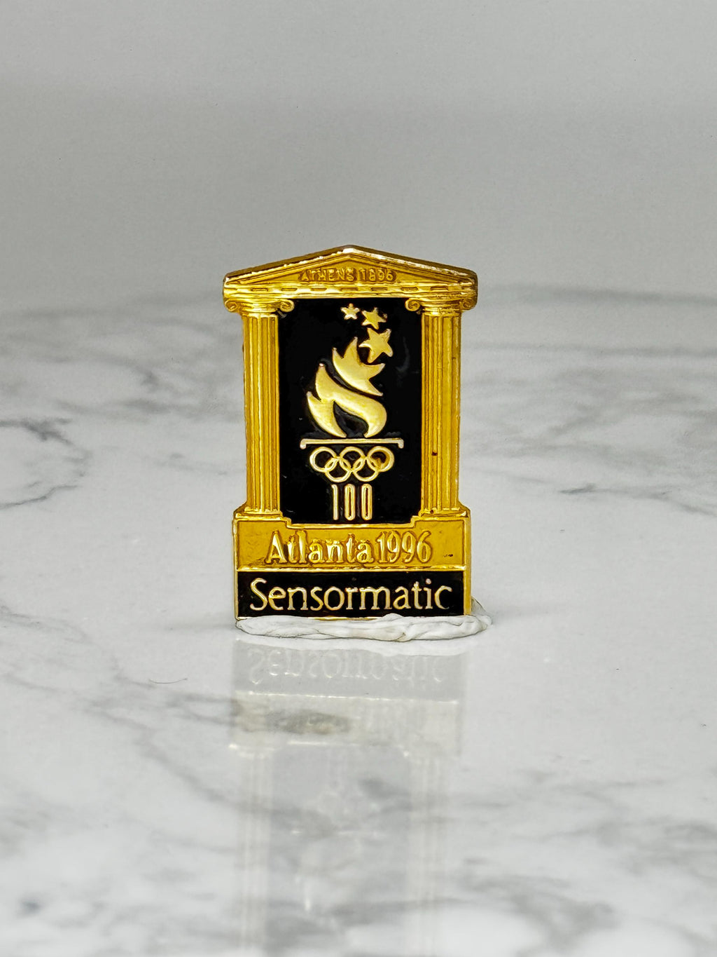 Vintage Atlanta 1996 Olympic Pin: Gold Tone Enamel - Centennial Games Accessory