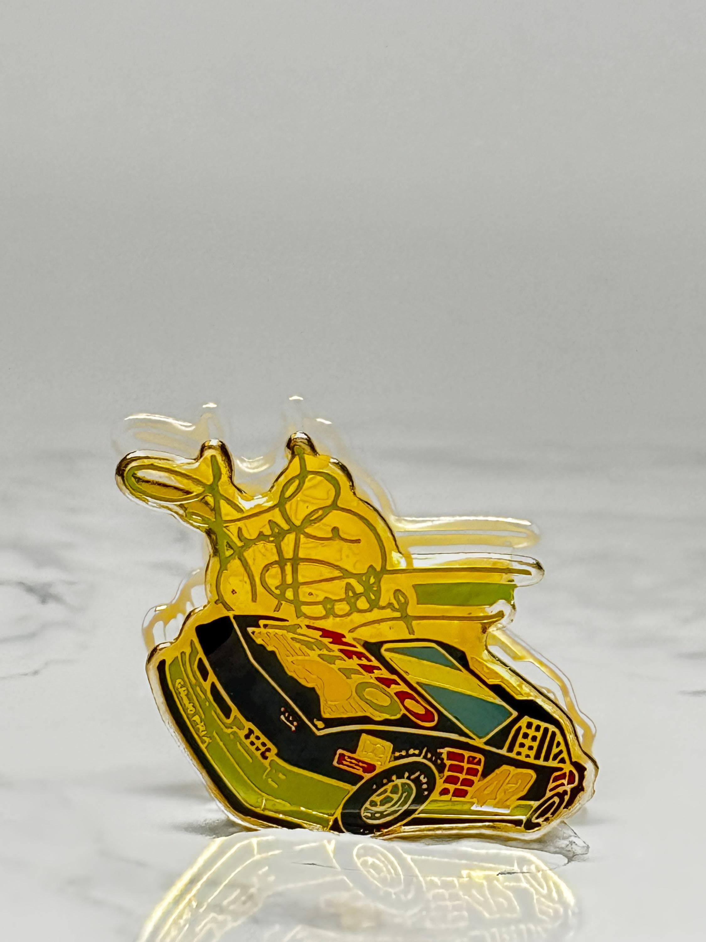 Vintage Kyle Petty #42 Mello Yello NASCAR Lapel Pin, Mello Yello Pontiac Stock Car Racing Enamel Pin, NASCAR Collectible
