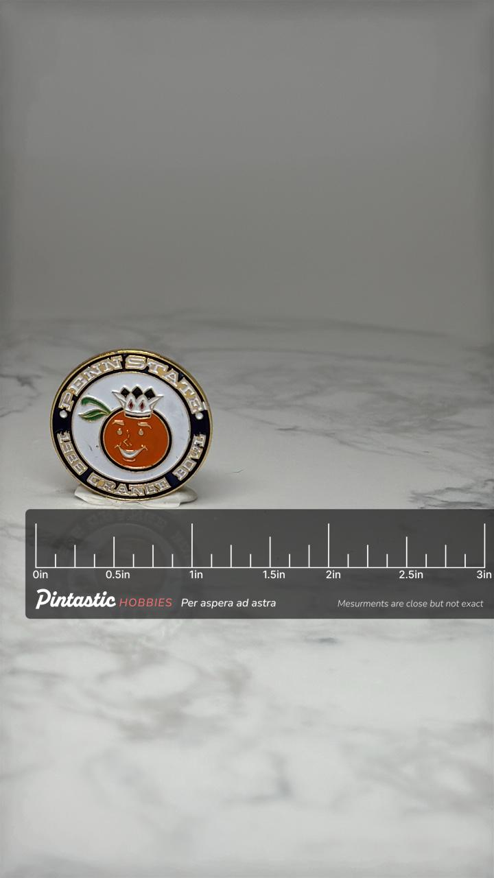 Vintage Penn State Nittany Lion Pin: Gold Tone Enamel - College Accessory with ruler overlay for size reference