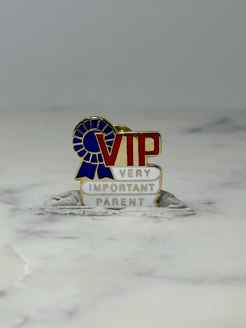 Vintage VIP Parent Enamel Pin: Red White Blue - School Award Accessory