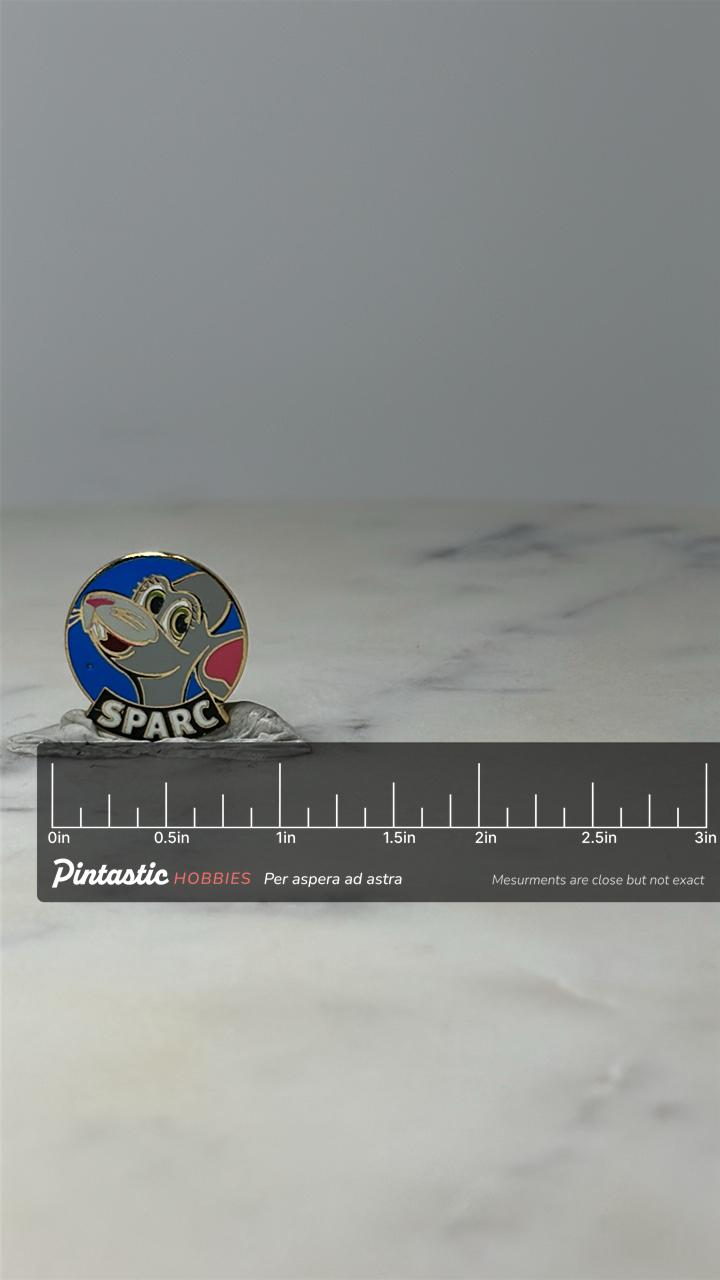 Vintage SPARC Mouse Lapel Pin, Cartoon Mouse Enamel Pin, SPARC Organization Hat Pin Collectible with ruler overlay for size r