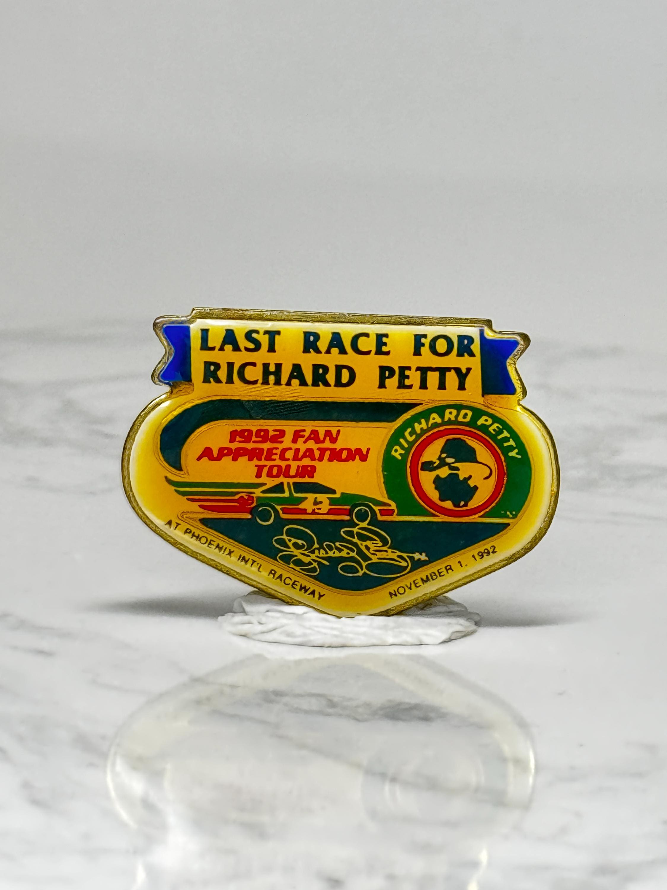 Vintage Richard Petty Racing Pin: Gold Tone Enamel - 1992 NASCAR