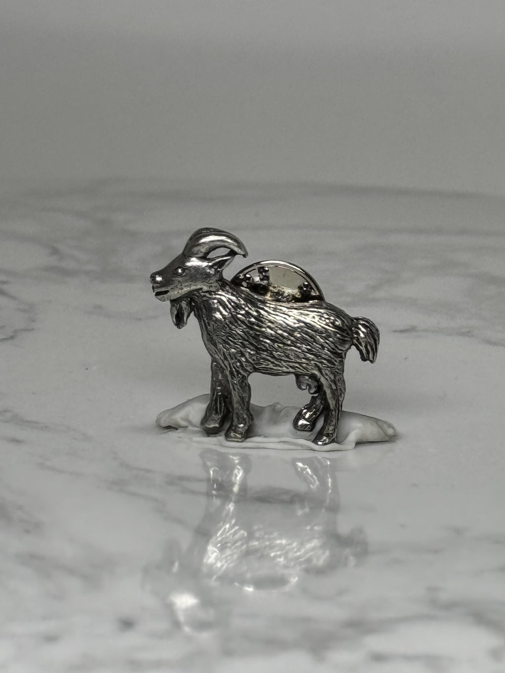 Vintage Goat Figural Pin: Silver Tone - Farm Animal Accessory
