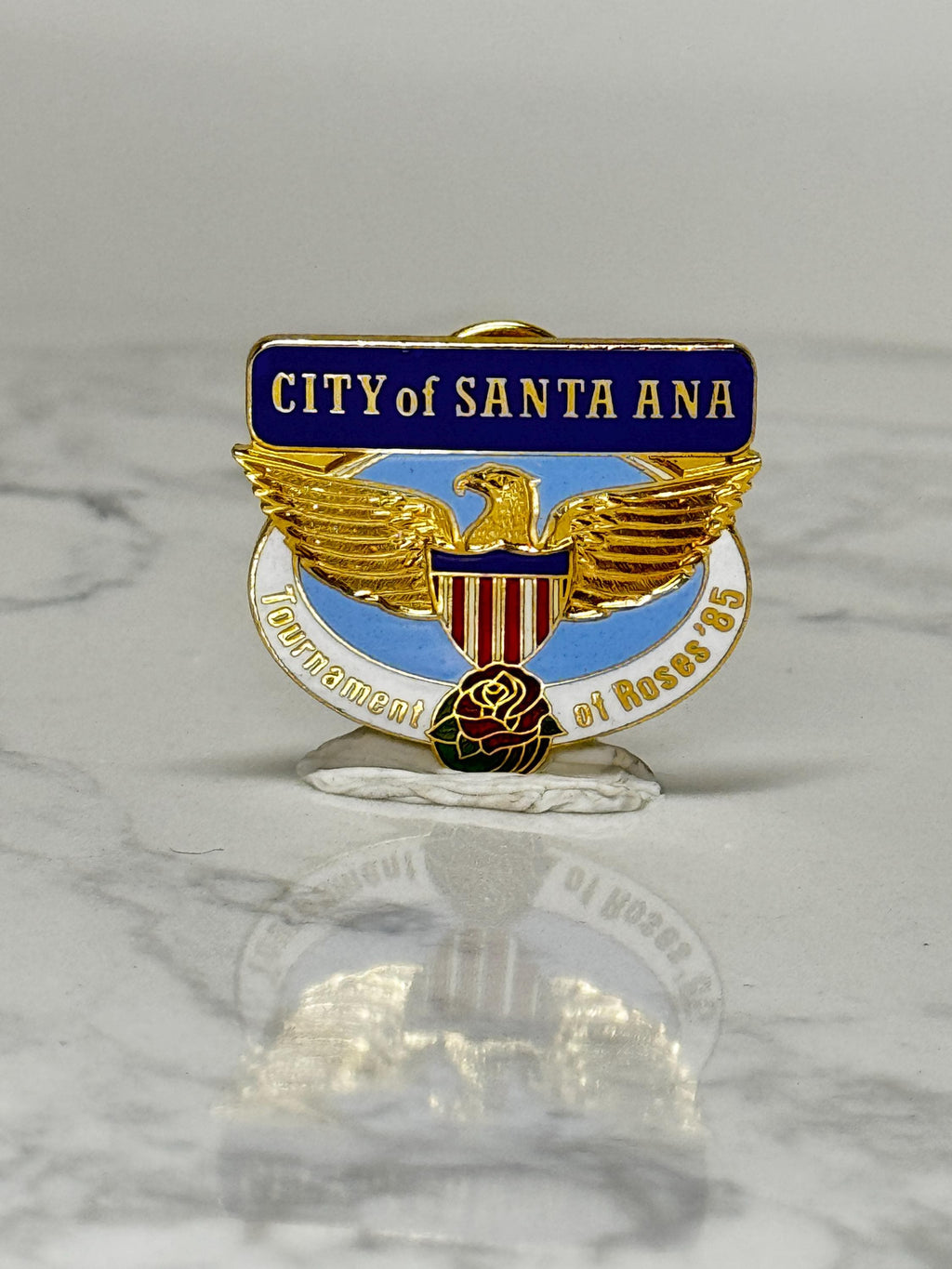 Vintage City of Santa Ana Enamel Pin: Gold Tone - 1985 Event Accessory
