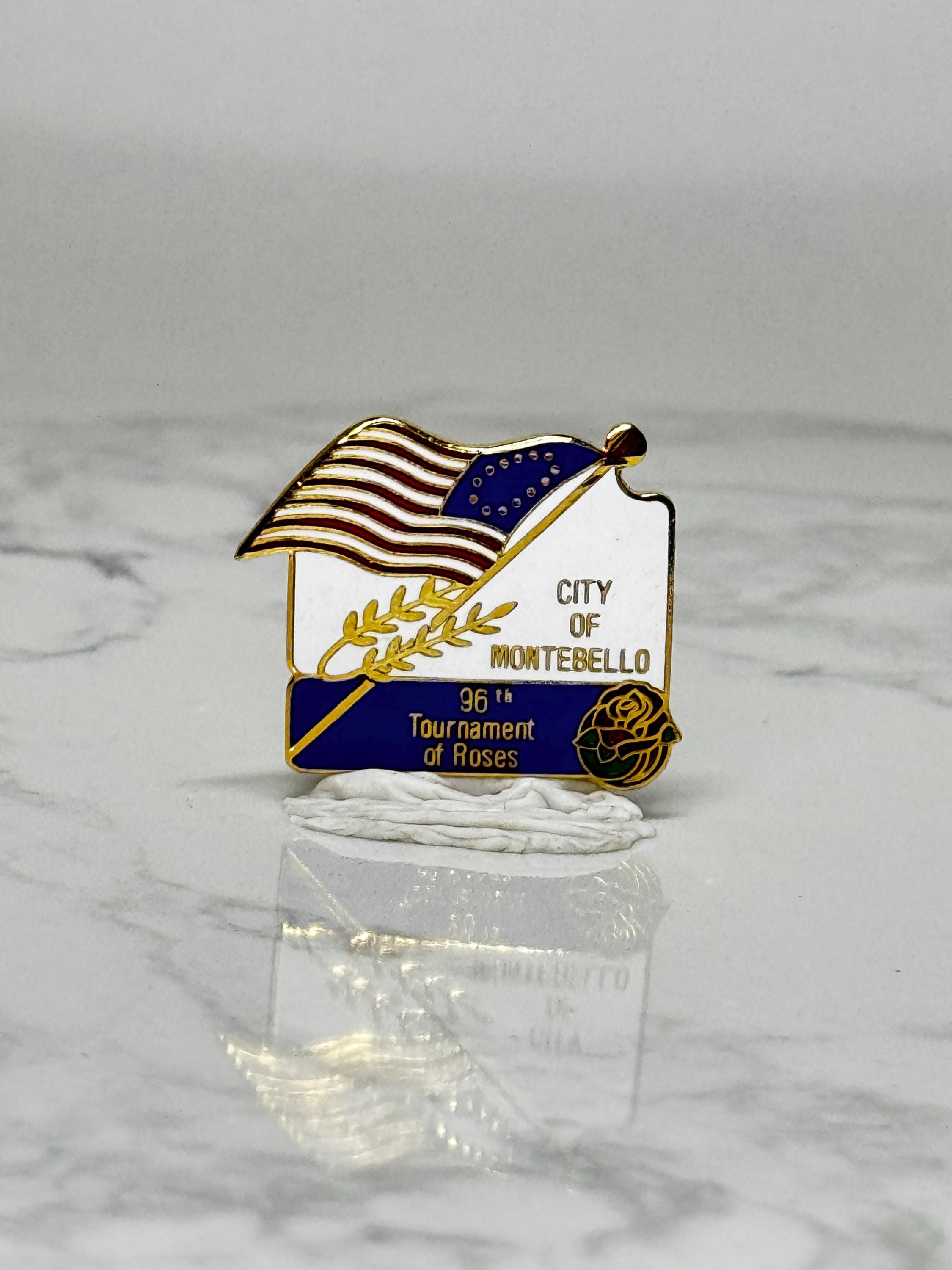 Vintage 96th Tournament of Roses Enamel Pin: Gold Tone - Parade Souvenir Accessory