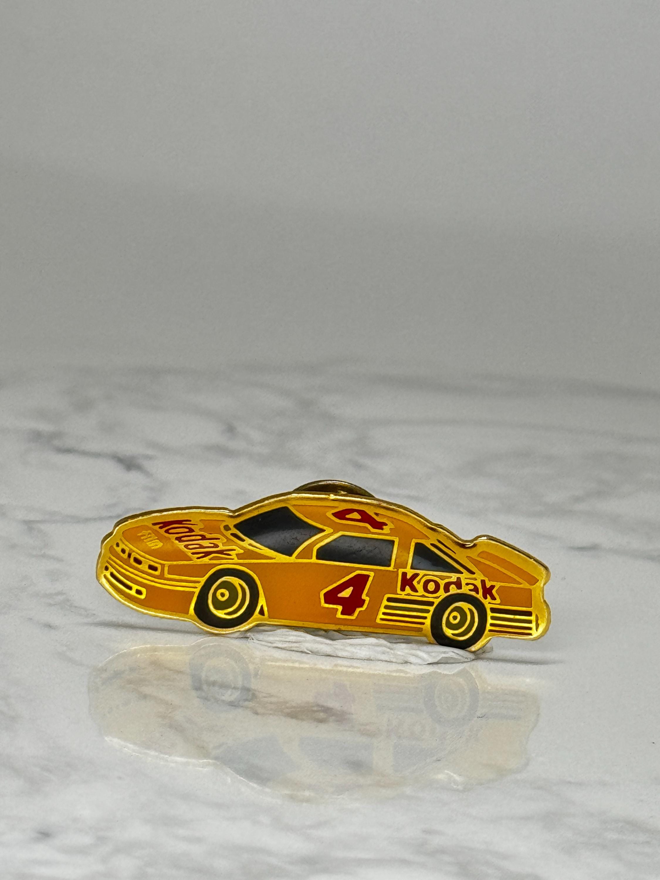 Vintage Kodak NASCAR Race Car Pin: Yellow Enamel - 1990s Racing Accessory