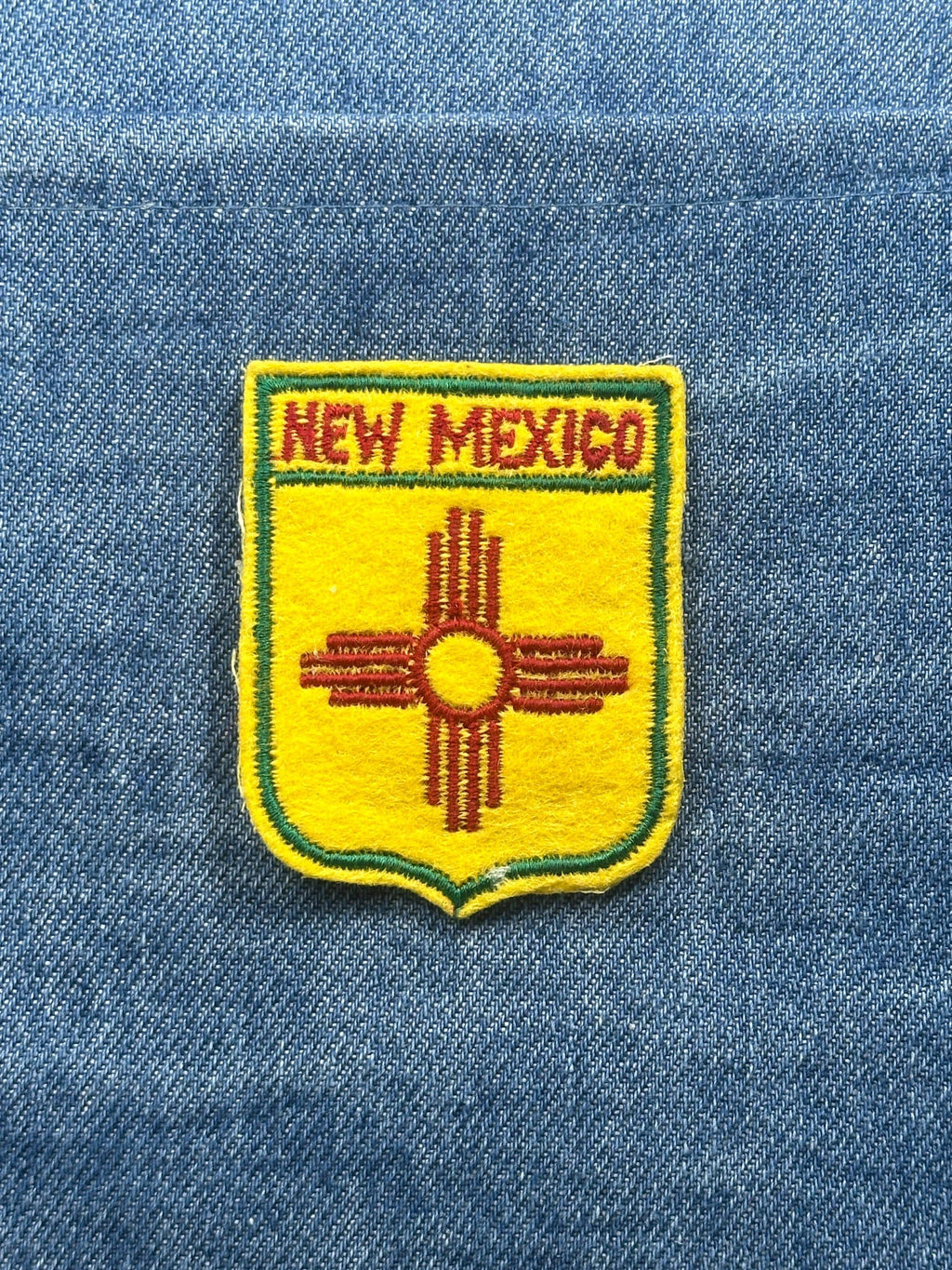 New Mexico Collectable Patch: Yellow Zia Shield - State Souvenir Accessory