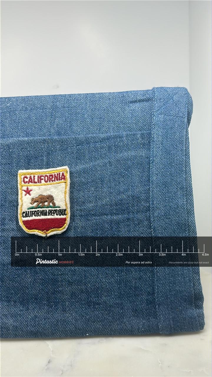 California State Flag Collectable Patch: Shield Felt - Souvenir with ruler overlay for size reference