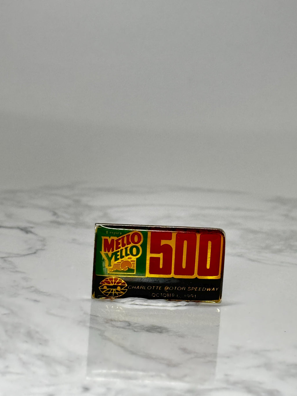 Vintage Mello Yello 500 Lapel Pin: Enamel Racing - 1991 NASCAR Accessory