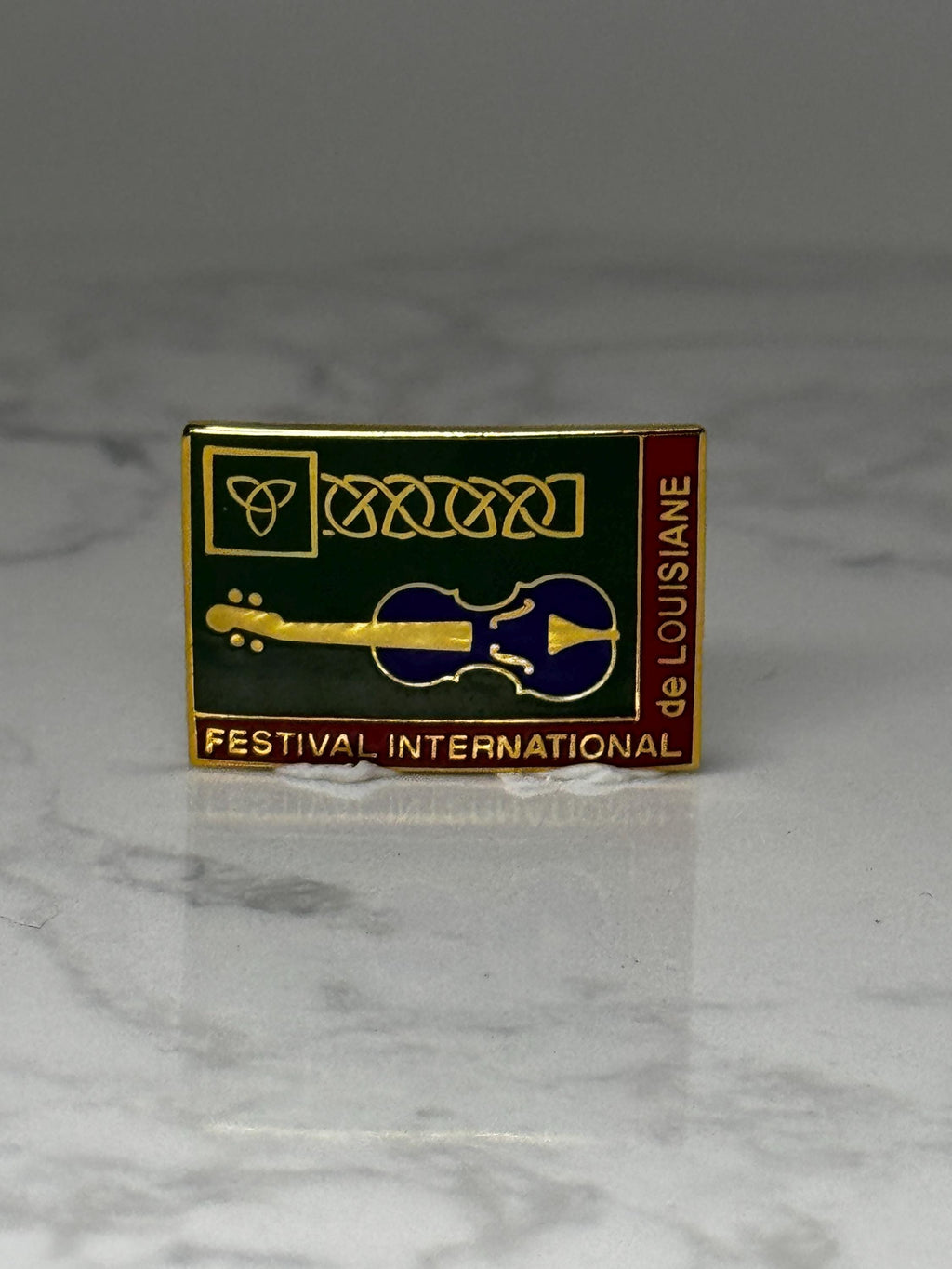 Vintage Festival International Pin: Gold Tone Enamel - Louisiana Music