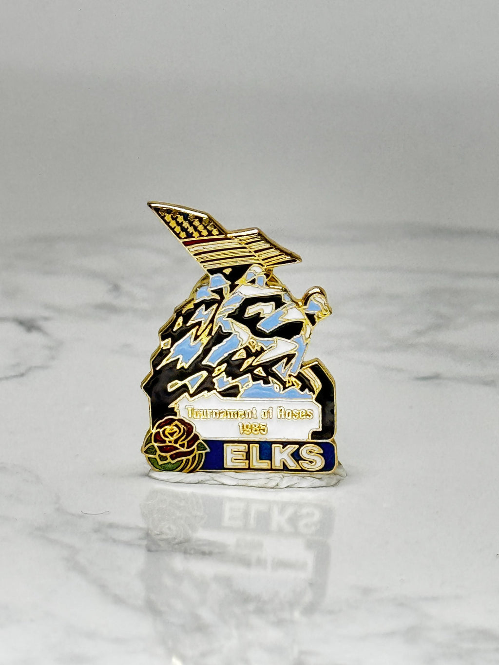 Vintage Tournament of Roses ELKS Pin: Gold Enamel - 1983 Parade Accessory