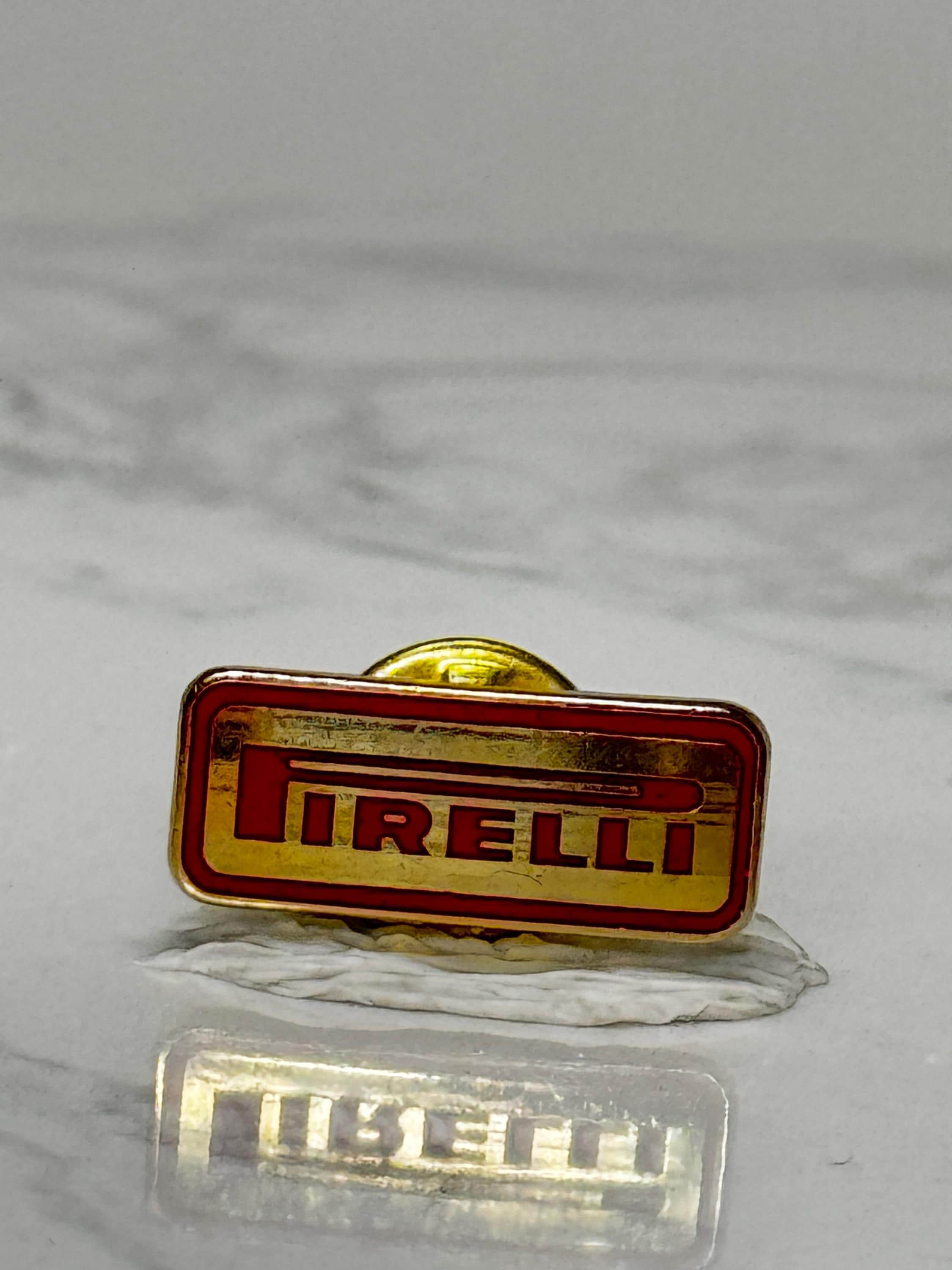 Vintage Pirelli Logo Lapel Pin: Red & Gold Enamel - Racing Era Accessory