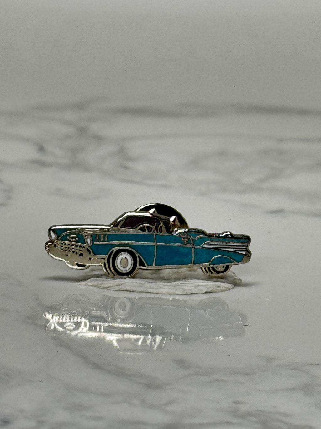 Vintage 1957 Chevy Bel Air Car Pin: Turquoise Enamel - 1950s Accessory