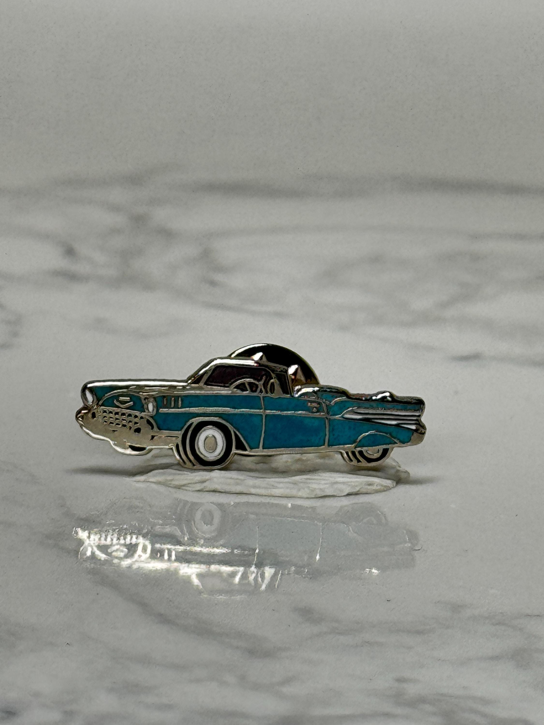 Vintage 1957 Chevy Bel Air Car Pin: Turquoise Enamel - 1950s Accessory